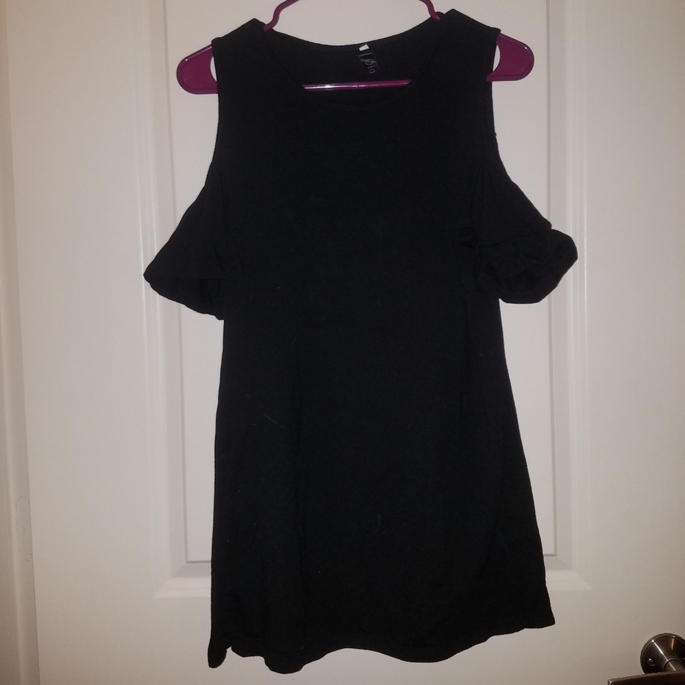 Ruffle Cold Shoulder Mini Dress